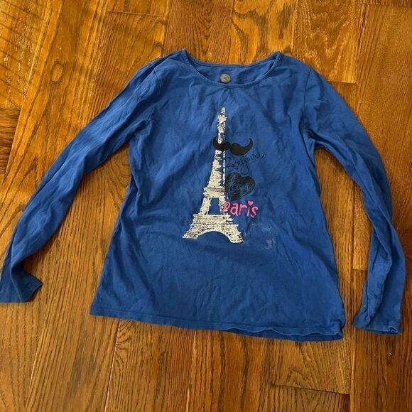 TG Total Girl blue with silver glitter Eiffel Tower long sleeve tee size XL - Picture 1 of 4